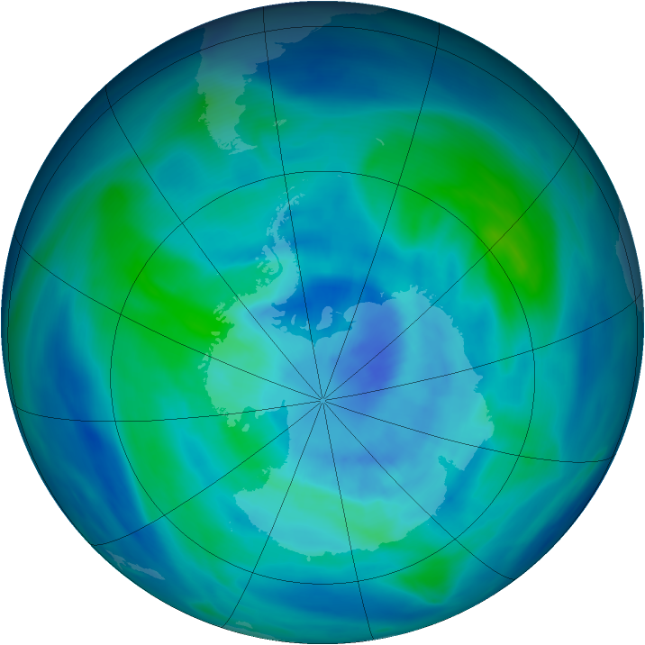 Antarctic ozone map for 17 March 2005